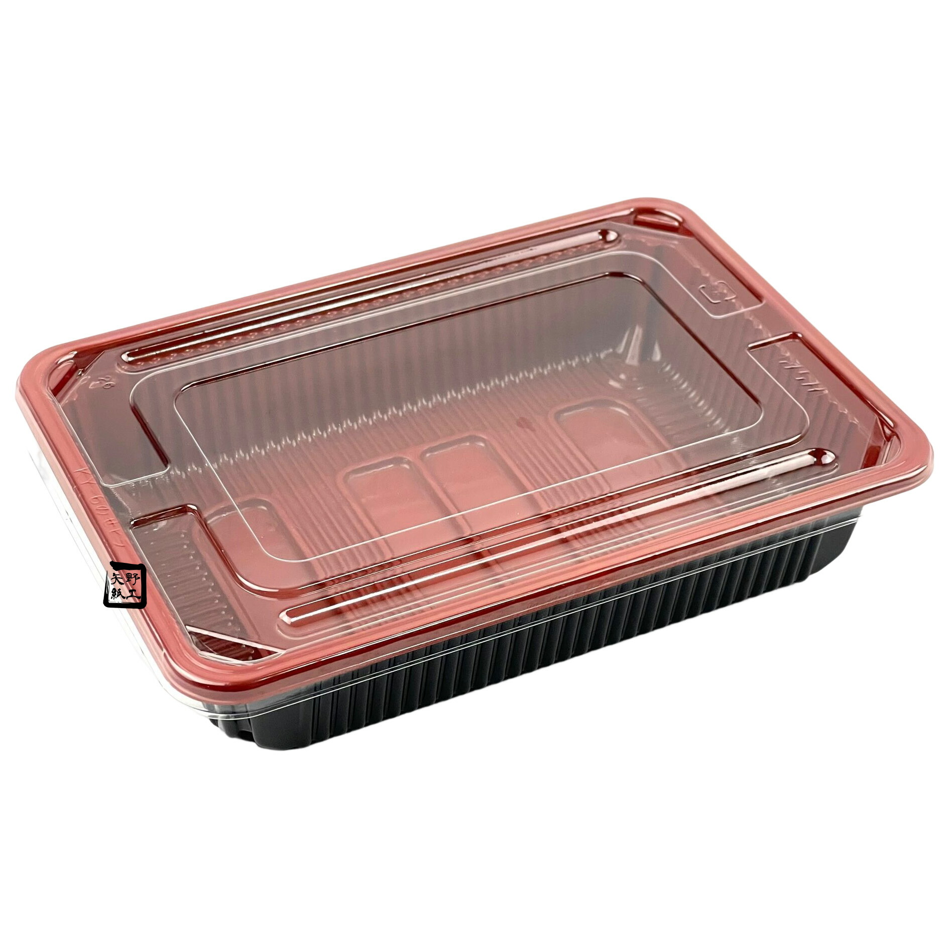 【屋号必須】弁当容器 仕切無し KY-6 朱黒 175&times;123&times;37mm KY-6平のせ蓋セット 1セット各2000枚入 北原産業｜包材の蔵　店 40,459円