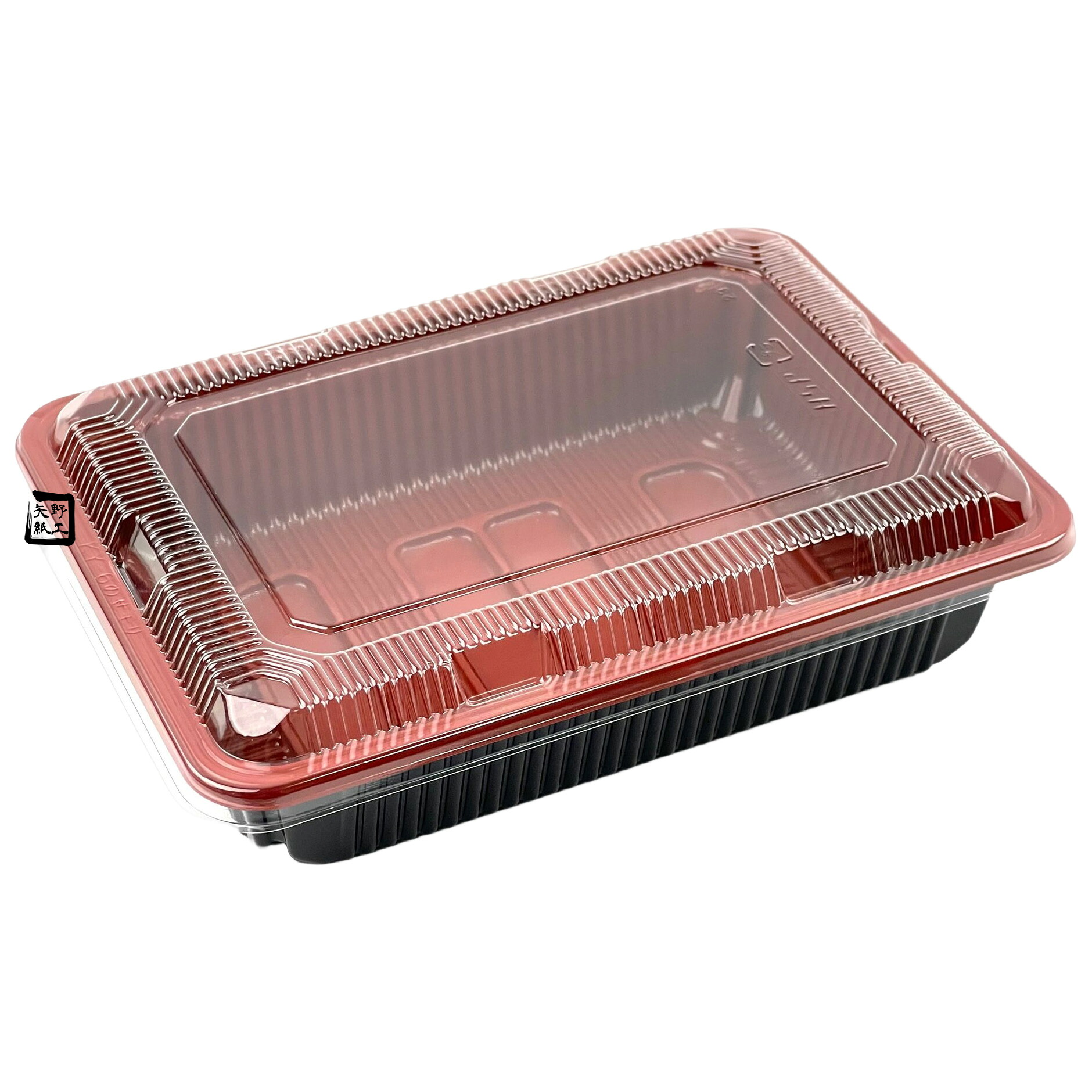 【屋号必須】弁当容器 仕切無し KY-6 朱黒 175×123×37mm KY-6盛のせ蓋セット 1セット各2000枚入 北原産業