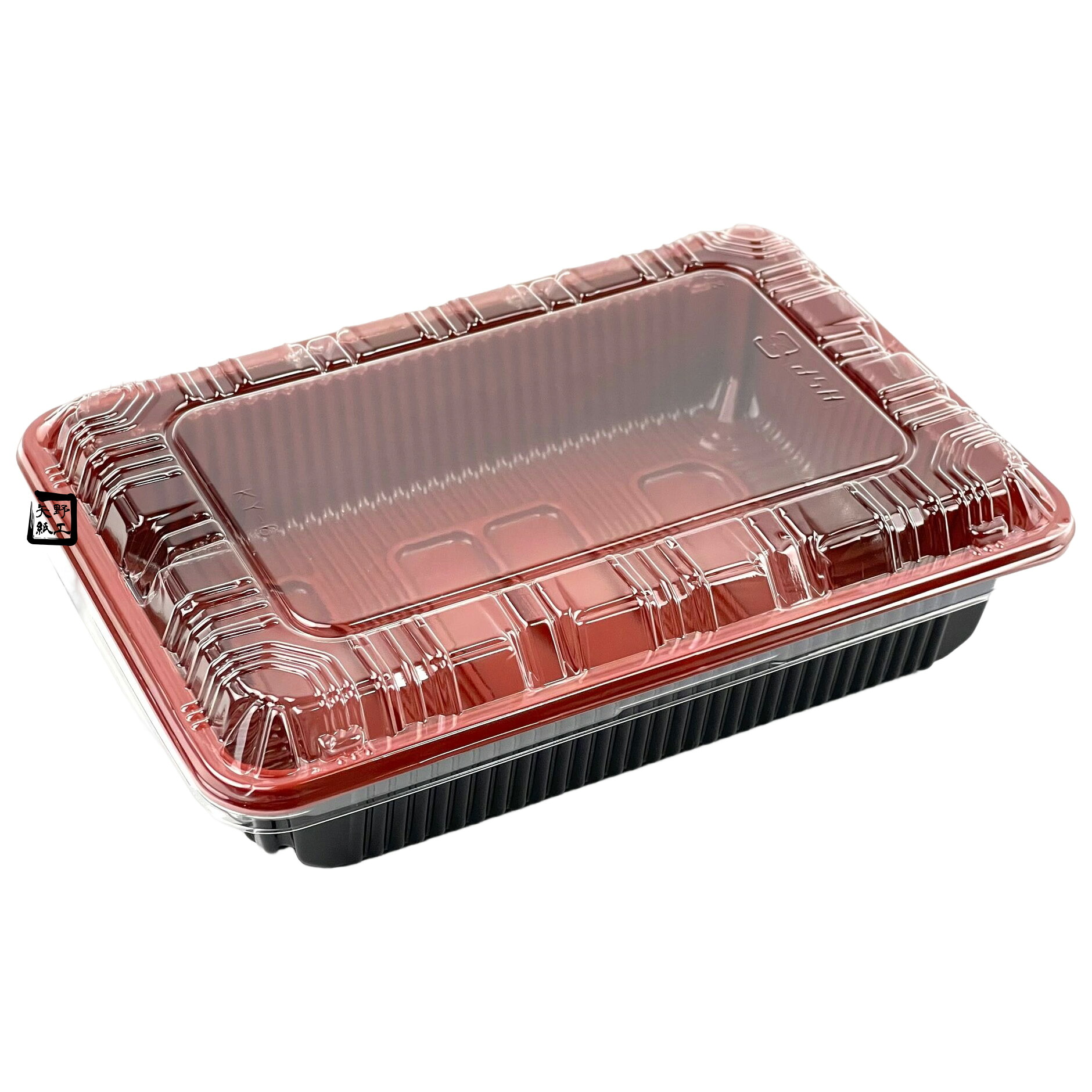 【屋号至要たる】弁当入れもの 中仕切り皆無 KY-6 朱黒 175×123×37粍 外嵌合 KY-6盛嵌合蓋仕掛ける 1仕掛ける各2000枚入 北原産業