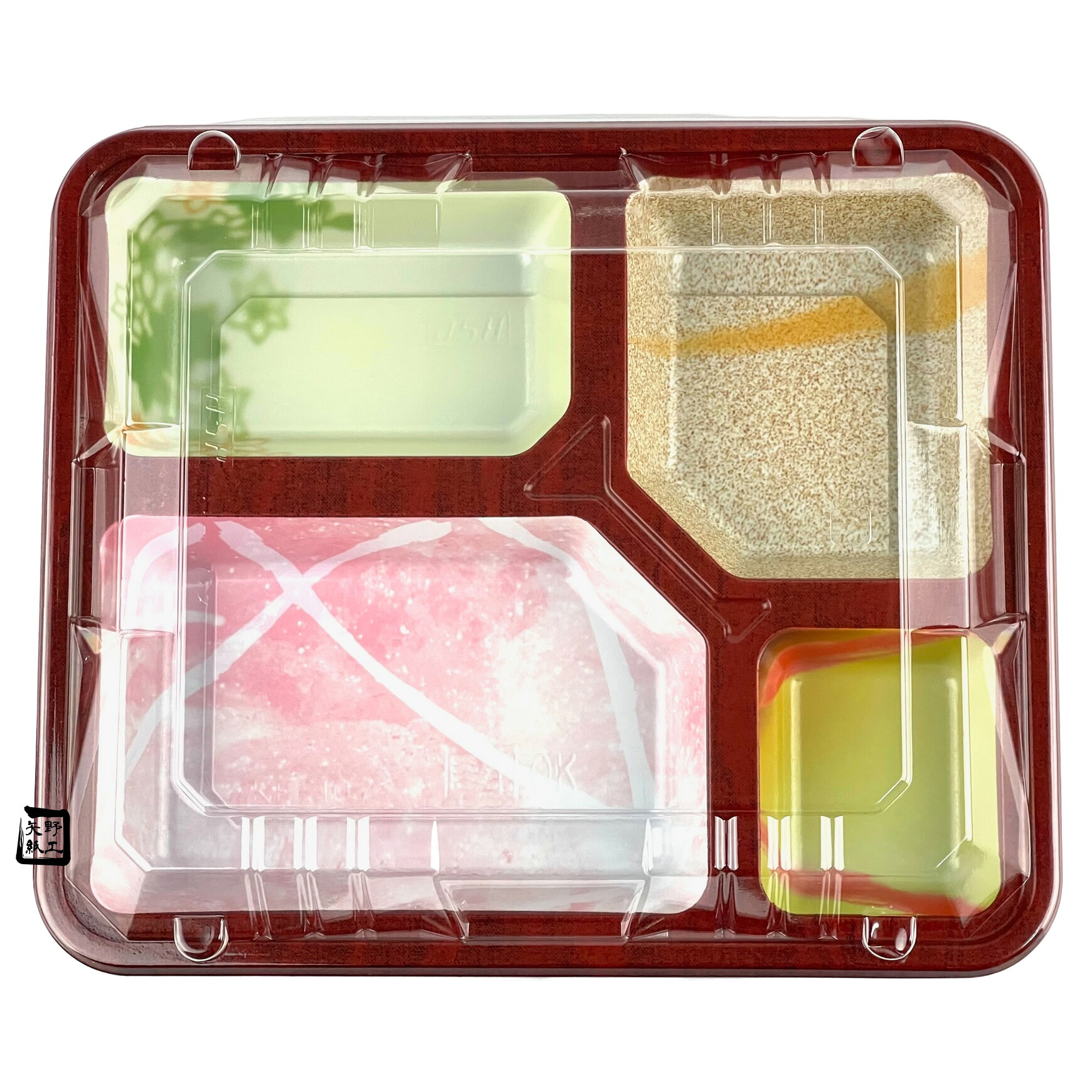 【屋号至要たる】弁当入れもの KF-107音羽 202×172×27粍 外嵌合 蓋仕掛ける 1仕掛ける各1000枚入 北原産業