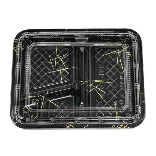 【屋号必須】弁当容器 M-56 閃光黒 本体蓋セット 238×188×32mm 1ケース600枚入 エフピコチューパ