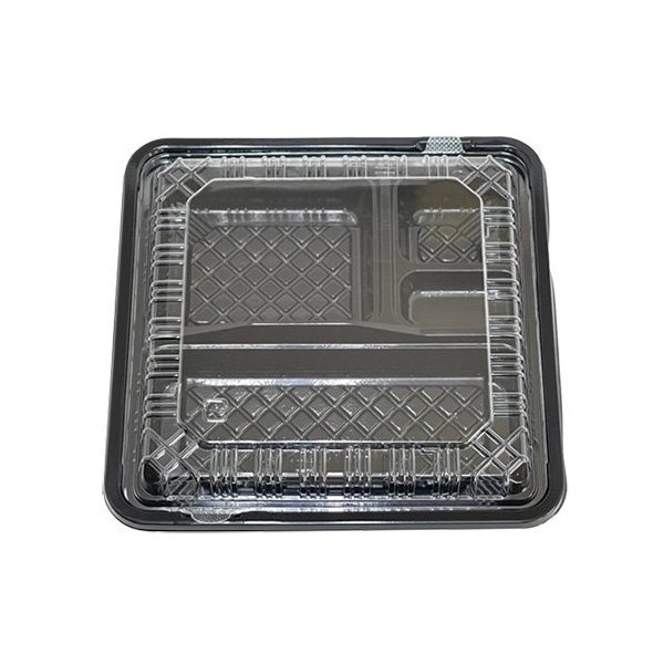 【屋号必須】弁当容器 CY-5-1 黒 本体蓋セット 190×190×34mm 1ケース400枚入 CP520338 エフピコチューパ