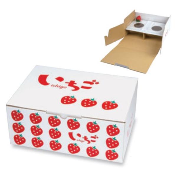 【屋号必須】いちご箱 L-2503 イラストいちご平詰め 300g4P 2段BOX 295×205×120mm 1ケース50枚入り ヤマニパッケージ