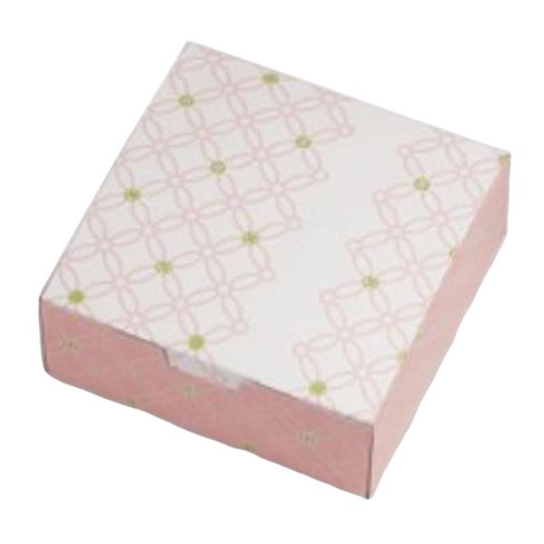 【屋号必須】和菓子用紙箱 19-650U ルミアサービス箱 七宝つなぎ うすべに色 4個 123×122×48mm 1ケース200枚入り ヤマニパッケージ