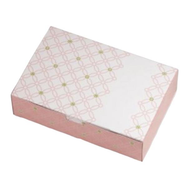 【屋号必須】和菓子用紙箱 19-651U ルミアサービス箱 七宝つなぎ うすべに色 6個 183×122×48mm 1ケース200枚入り ヤマニパッケージ