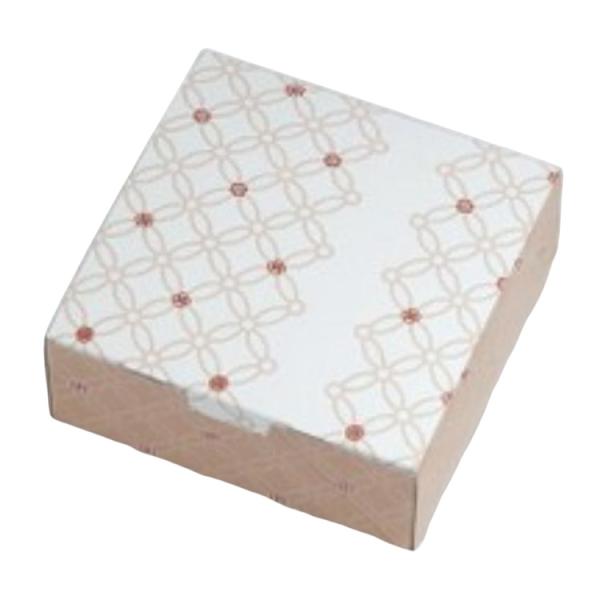 【屋号必須】和菓子用紙箱 19-650K ルミアサービス箱 七宝つなぎ くり色 4個 123×122×48mm 1ケース200枚入り ヤマニパッケージ