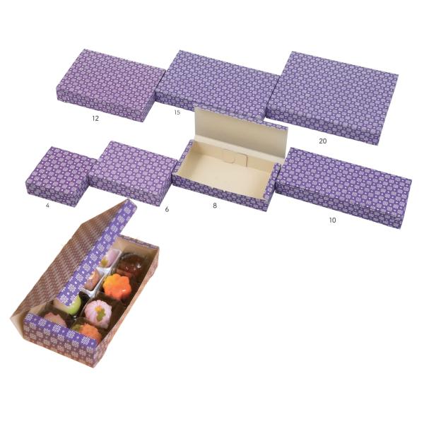 【値引有】【屋号必須】和菓子用サービス箱 20個用 和 C 紫 20 300×240×45mm 1セット100枚 玉谷共栄堂 253020|包材の蔵 店