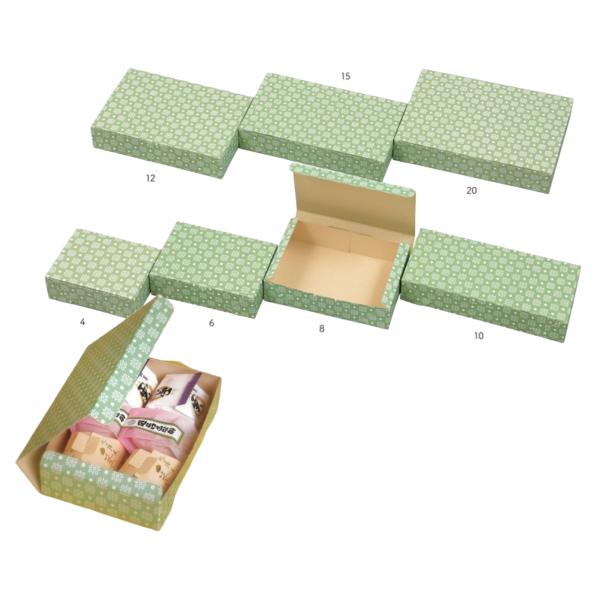 【値引有】【屋号必須】和菓子用サービス箱 20個用 和 B グリーン 20 245×177×45mm 1セット100枚 玉谷共栄堂 251020