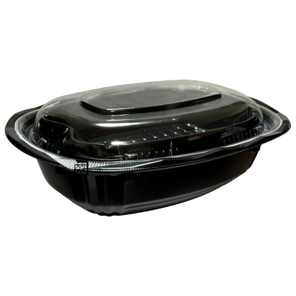 【屋号必須】丼容器 CY-丼 小判大N 黒 中皿嵌合蓋セット 213×163×55mm 1セット各600枚入 エフピコチューパ