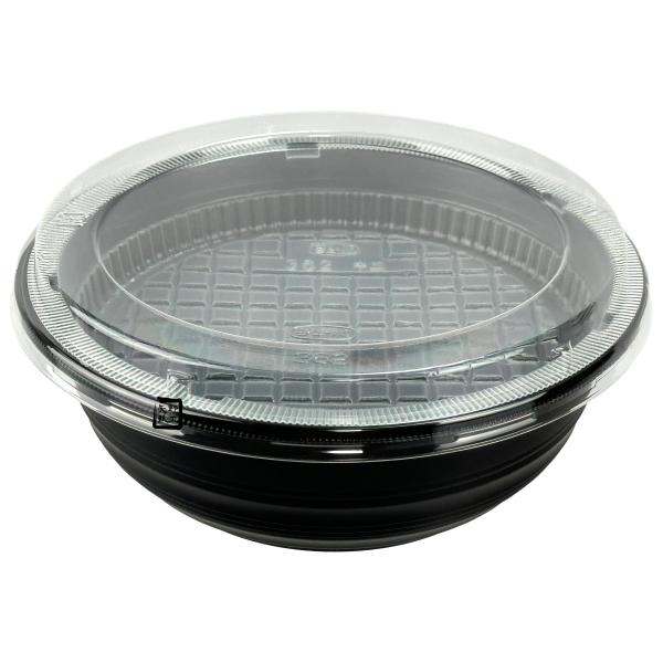【屋号必須】丼容器 MS丼-362 黒 中皿嵌合蓋セット(MS丼-362嵌合蓋、362中皿) φ168×62mm 1ケース800枚入 エフピコチューパ