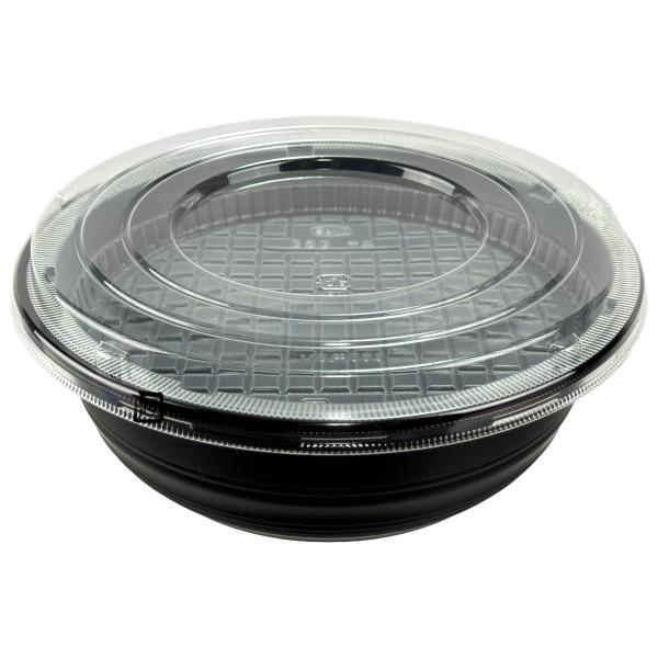 【屋号必須】丼容器 MS丼-363 黒 中皿嵌合蓋セット(AP-363/JC-363兼用嵌合蓋、363中皿) φ188×73mm 1ケース600枚入 エフピコチューパ