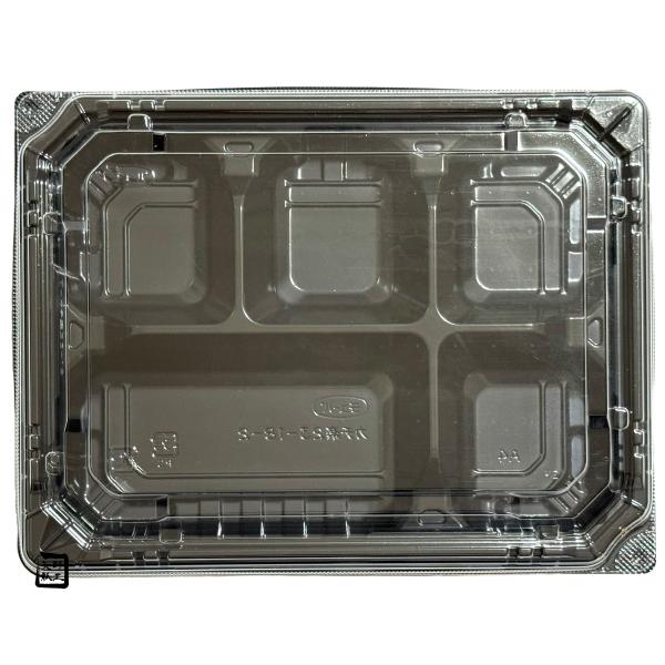 【屋号必須】弁当容器 カチ楽 23-18-2 黒 透明蓋セット 234×180×32mm 1セット各600枚入 エフピコチューパ