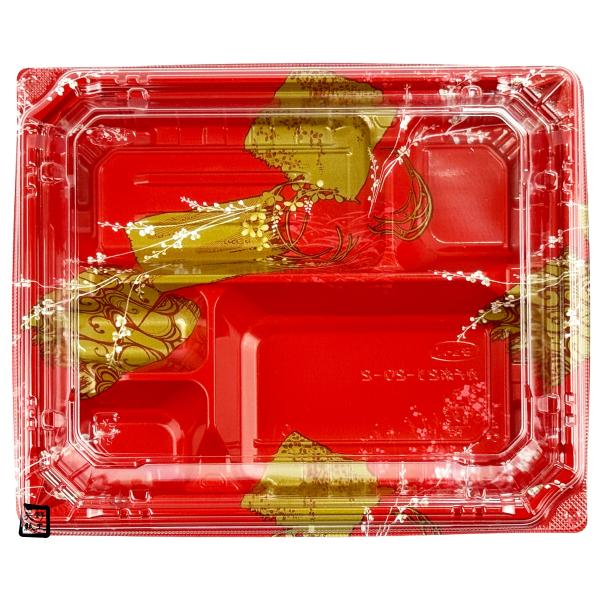 【屋号必須】弁当容器 カチ楽 23-20-2 ひより赤 透明高蓋セット 234×195×32mm 1セット各600枚入 エフピコチューパ
