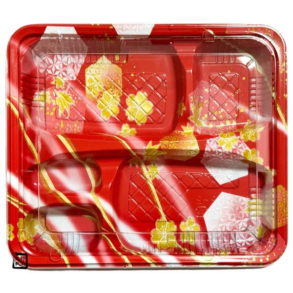 【屋号必須】弁当容器 CR-2-2 かなで赤 透明蓋セット 230×200×27mm 1セット各600枚入 エフピコチューパ