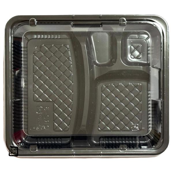 【屋号必須】弁当容器 CR-2-3 黒 透明蓋セット 230×200×27mm 1セット各600枚入 エフピコチューパ