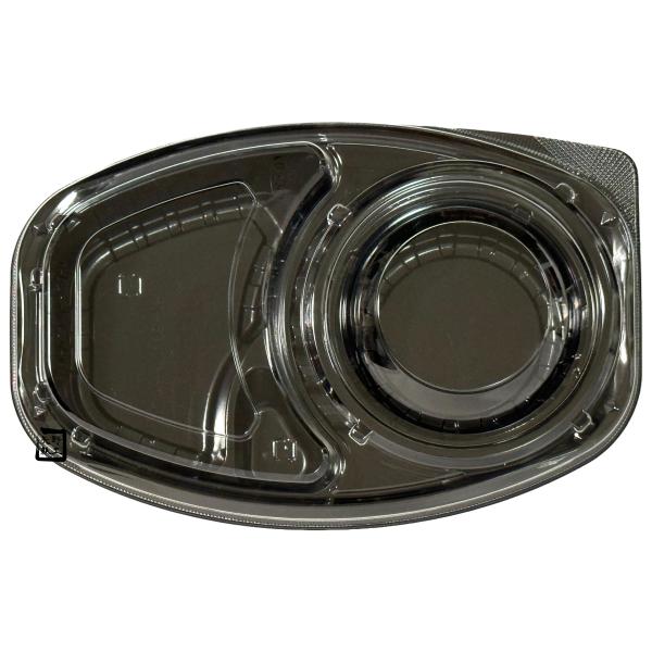 【屋号必須】デリカランチ DLオーバル26-18 黒 透明蓋セット 260×175×40mm 1セット各400枚入 CP580280 CP580282 エフピコチューパ 弁当容器