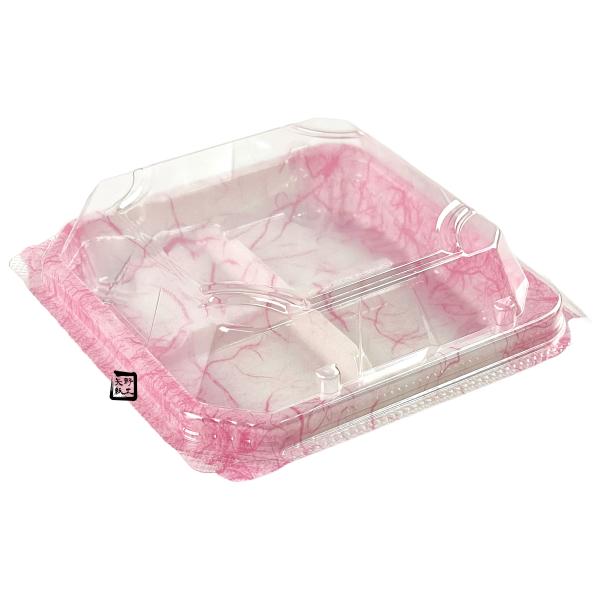 【屋号至要たる】和菓子入れもの 4個用 APW-4-1 雲龍サクラ色 116×115×35粍 1入れもの1200枚入 エフピコチューパ 食器・カトラリー・グラス-使い捨て食器