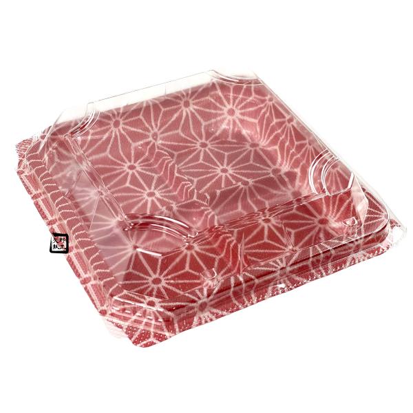 【屋号必須】和菓子容器 4個用 APW-4-2 エンジ紋 125×124×37mm 1ケース1200枚入 エフピコチューパ