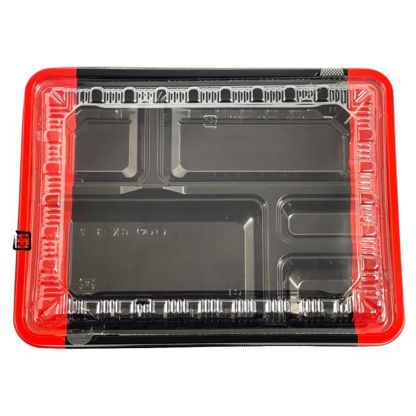 【屋号必須】弁当容器 CK-3-2 フチ赤黒 透明蓋セット 264×197×32mm 1ケース400枚入 CP520530 エフピコチューパ
