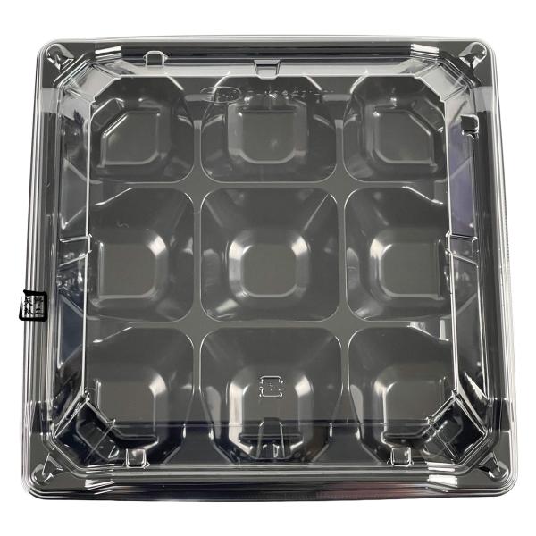 【屋号必須】弁当容器 MS角弁 21-21-1 黒 透明蓋セット 208×208×33mm 1セット各600枚入 エフピコチューパ