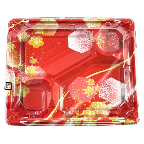 【屋号必須】弁当容器 MS角弁 23-19-1 かなで赤 透明蓋セット 234&times;194&times;33mm 1セット各600枚入 エフピコチューパ｜包材の蔵　店 28,343円