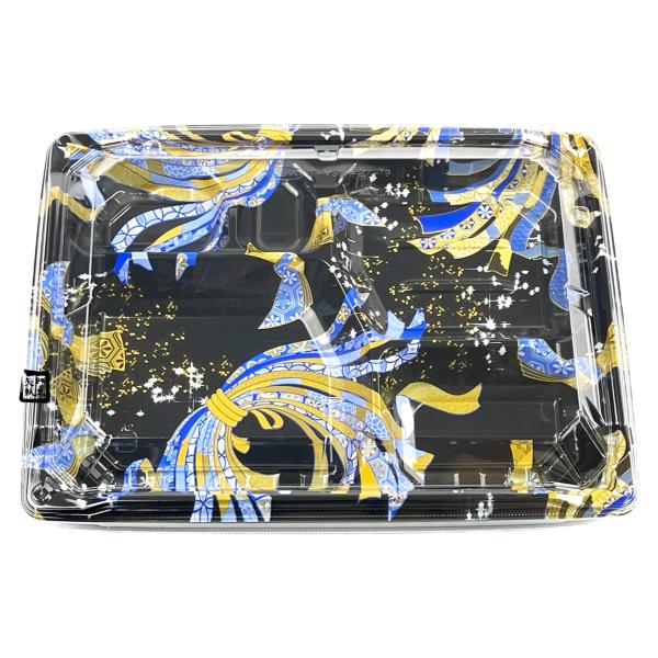 【屋号必須】弁当容器 MS角弁 27-19-1 むすび青 透明蓋セット 270&times;194&times;33mm 1セット各600枚入 エフピコチューパ｜包材の蔵　店