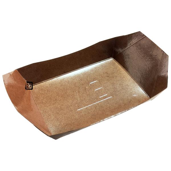 【屋号必須】舟型紙トレー たこふね 8ワイド モカ(PP) 135×100×59mm 1ケース1000枚入 北原産業