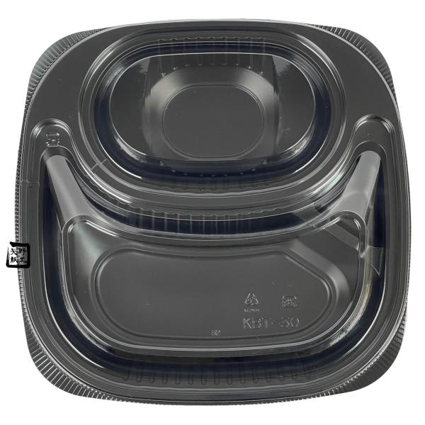 【屋号必須】弁当容器 KBT-30 黒 本体蓋セット 235×235×47(フタ12)mm 内外嵌合 1セット各400枚入 北原産業|包材の蔵 店