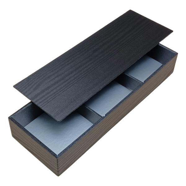 値引有 【屋号必須】折箱 夢御膳 黒久松 3色 共蓋付 320×110×48(40)mm 1ケース160枚入 アライ