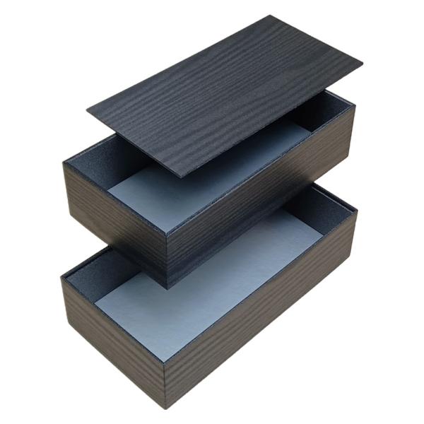 【屋号至要たる】折箱 LB-N2L 長折2段重(大) 黒久松 204×106×54(54)粍 1入れもの144枚入 アライ