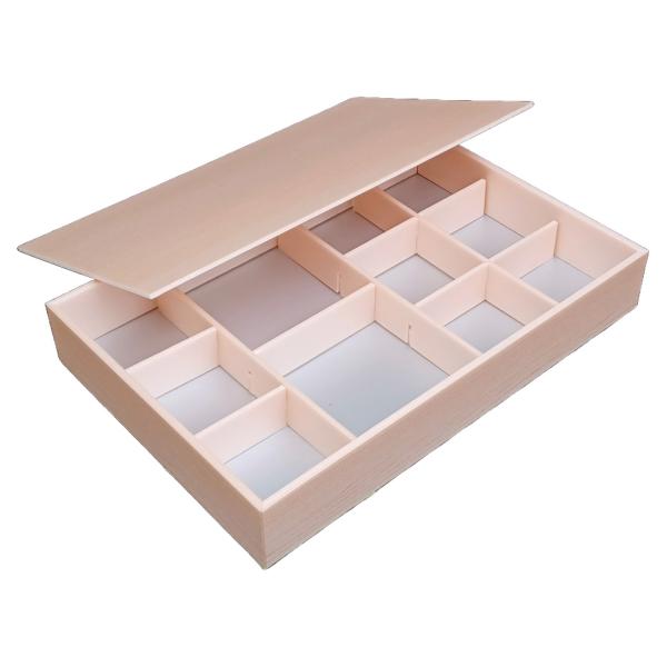 【屋号必須】折箱 瀬戸の膳 98-65 姫杉 11仕切Bタイプ 303×204×45(40)mm 1ケース104枚入 アライ