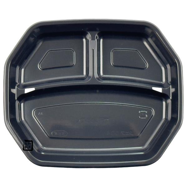 【屋号必須】弁当容器 シェフ 504 黒 本体(R) 220×184×25mm 1ケース400枚入 CP560625 エフピコチューパ|包材の蔵 店