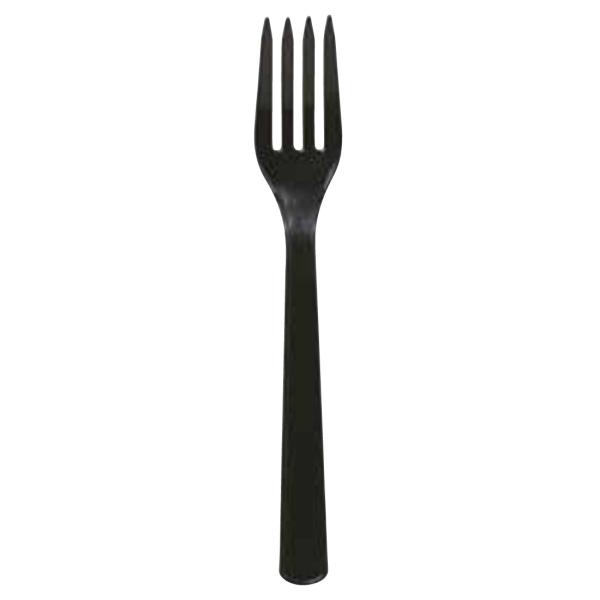 【屋号必須】プラスチックフォーク 16cm 黒 ポリ完封タイプ 1ケース3000本入り Y-153 やなぎプロダクツ 業務用 カトラリー - 商品メイン画像