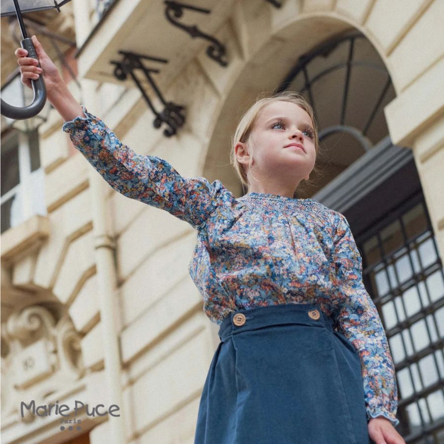 マリーピュス マリープース ブラウス スモッグブラウス スモッグ 花柄 リバティ 長袖 キッズ 子供 女の子 フランス フリル かわいい おしゃれ 海外ブランド 綿100%【正規輸入品】|Howmore Living