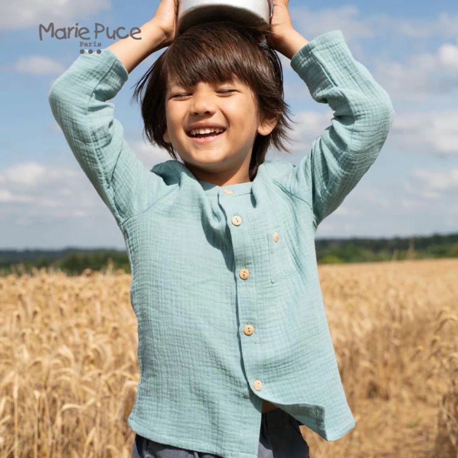 マリーピュス マリープース シャツ 長袖シャツ 長袖 キッズ 子供 オーガニックコットン フランス 無地 ミント おしゃれ 海外ブランド 綿100%【正規輸入品】|Howmore Living