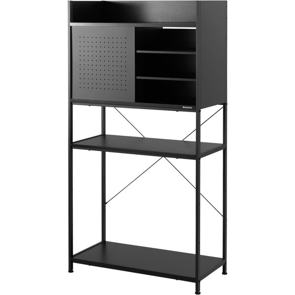 【安心の上場企業】 Bauhutte デスクサイドラック ボックスタイプ BHS-760-BK フルタワーPC格納 スライド扉式目隠し収納 ブラック 【代引・日時指定・キャンセル不可・北海道沖縄離島配送不可】 -メーカー直送- 4571697230705-ds｜hows 店