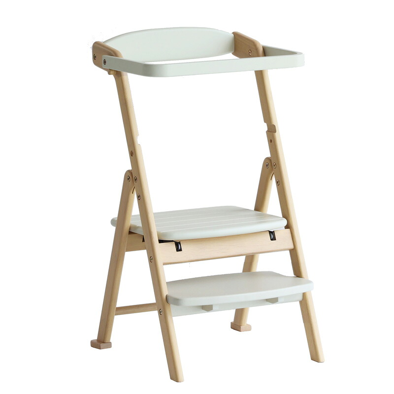 【安心の上場企業】 市場 Kitchen assister & Chair -ema-　ラーニングタワー＆ハイチェア 組立式 ILS-3868IV アイボリー 【代引・日時指定・キャンセル不可・北海道沖縄離島配送不可】-FK-｜hows 店