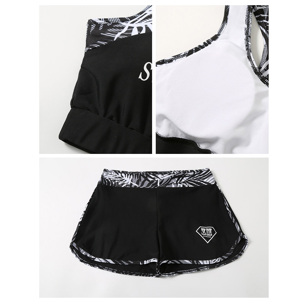 フィットネス水着水着レディースビキニラッシュガードショートパンツレギンス上下5点セットノンワイヤーパット入りパンツ体型カバー海プールベビースイミングヨガスイミング日焼け対策レディースS/M/L/LL
