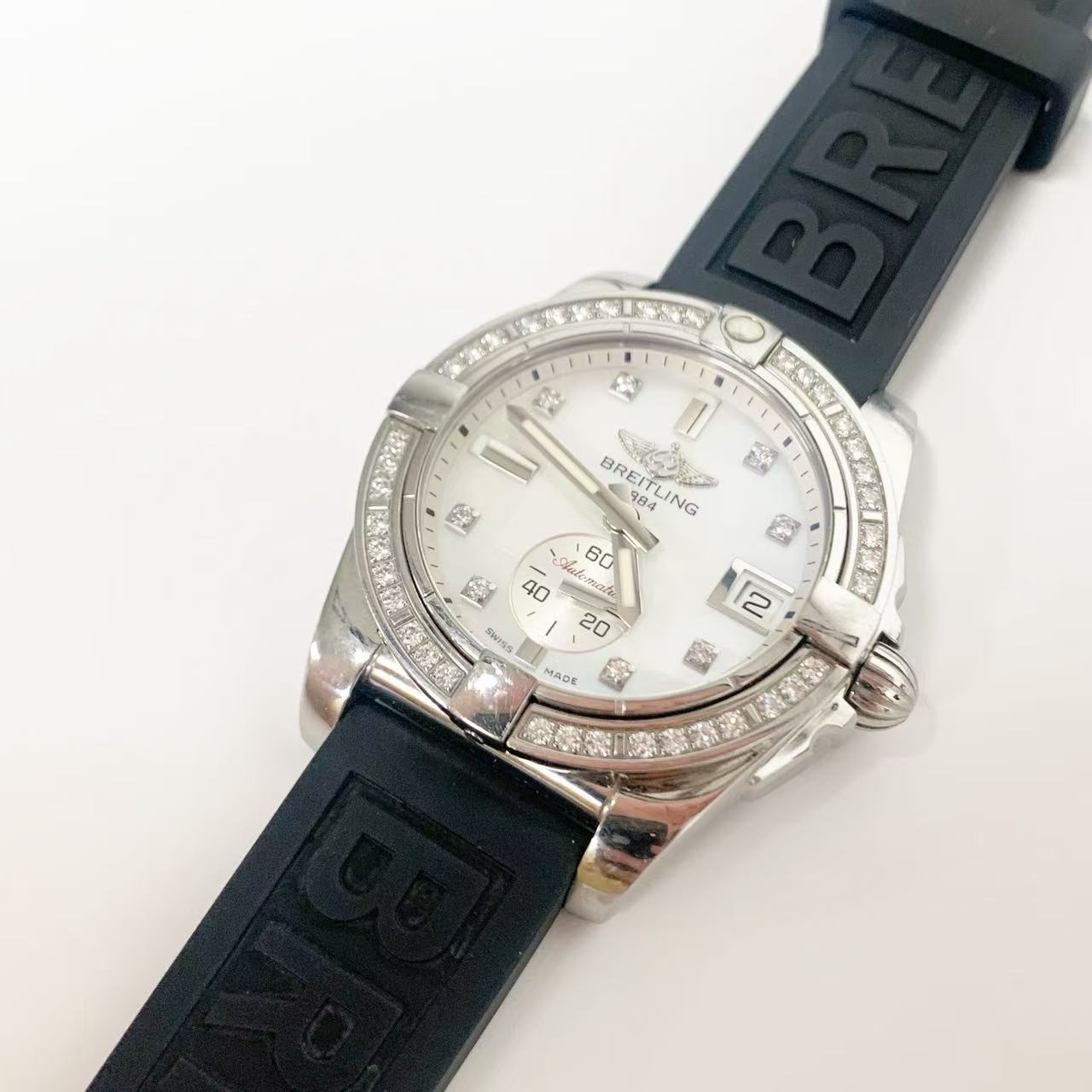 【中古】ブライトリング BREITLING A37330  ダイヤベゼル 自動巻き レディース  箱・保証書付き