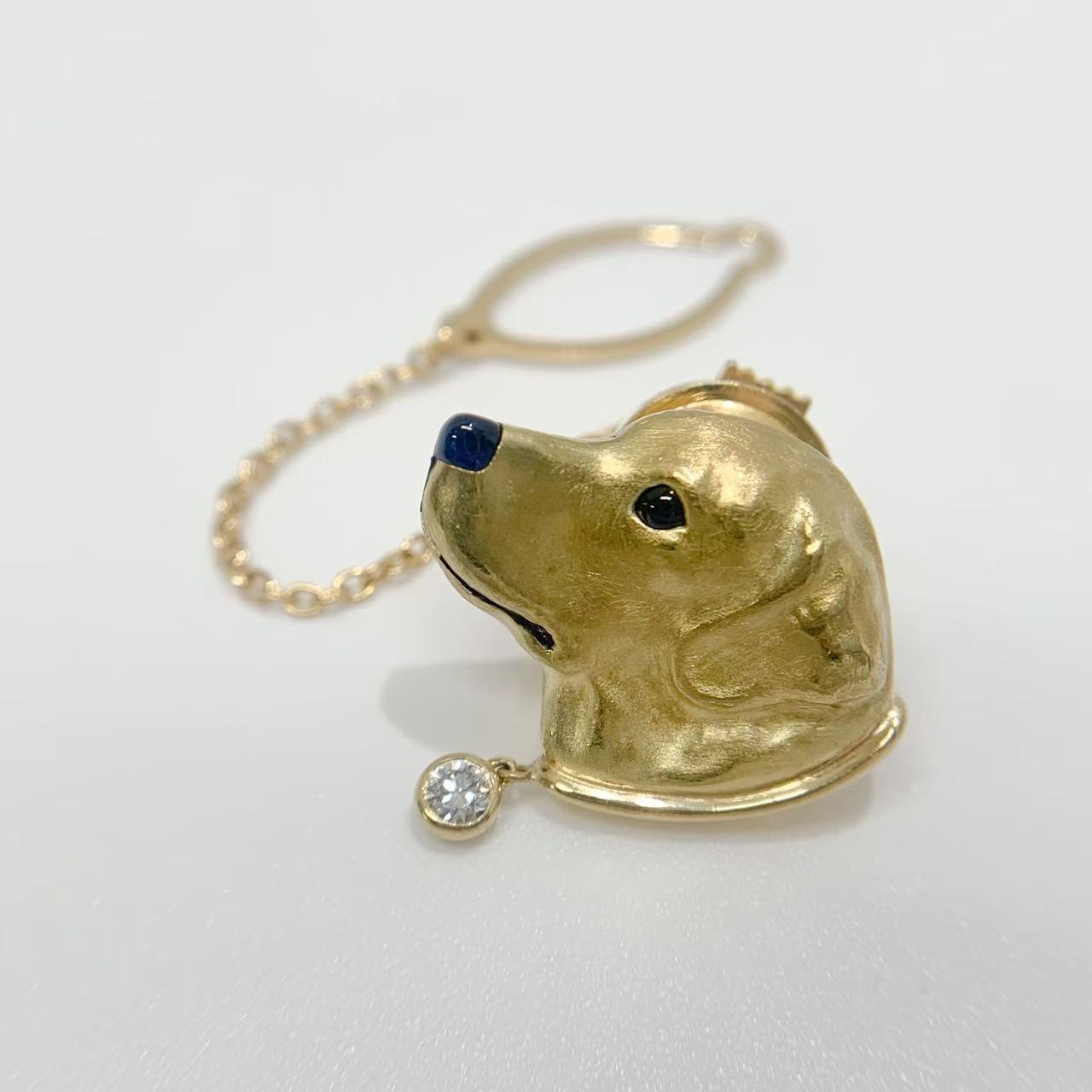 【中古】GIMEL 　ギメル オニキス サファイア0.322ct ダイヤ0.065ct 犬 ユニセックス K18YG ブローチ