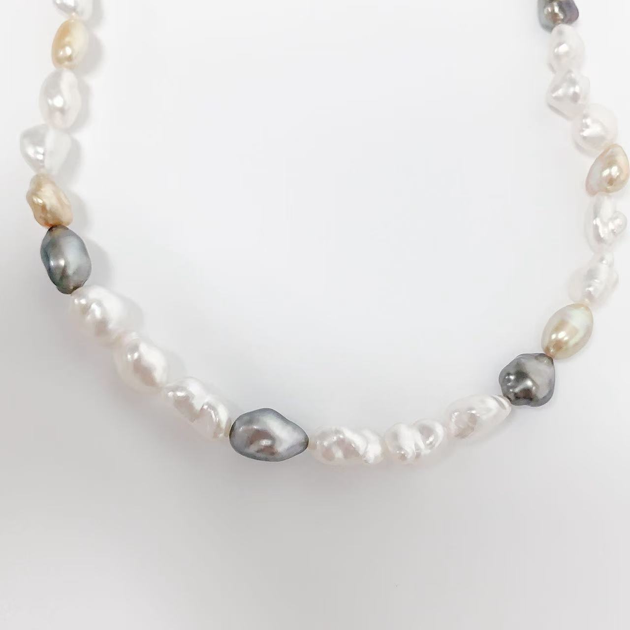 【セールSALE】 【中古】ミキモト MIKIMOTO バロック 南洋真珠 ケシパール マルチカラー ネックレスK18WG ホワイトゴールド|宝蔵shop