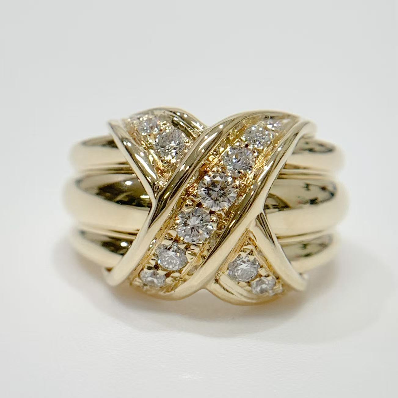 【中古】ティファニー TIFFANY リング シグネチャー ダイヤモンド K18YGイエローゴールド 750|宝蔵shop