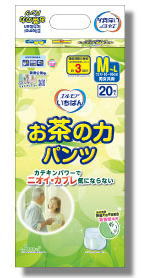 エルモア いちばん お茶の力パンツ M～Lサイズ 20枚×4パック ケース販売（計80枚）大人用紙おむつ パンツタイプ 消臭 尿漏れ 介護 おむつ カミ商事 まとめ買い 施設 病院【送料無料】