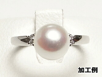 プラチナ製ダイヤ入りリング金具(8ミリ真珠用)|エイチパールドットコム店