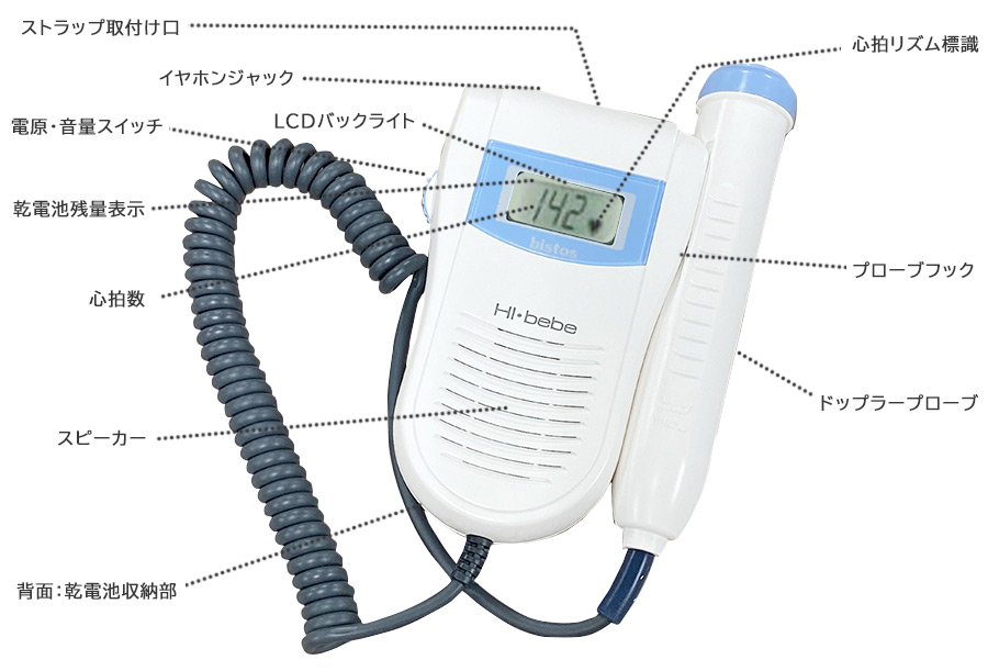 楽天市場 送料無料 トコピア 胎児心音計 Hi Bebe Bt 0 妊娠 妊婦 胎児心拍数測定器 出産準備 赤ちゃん心音計 ポケットドップラー ホスピマート