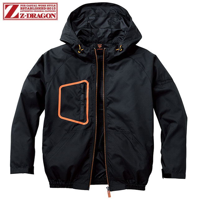 Z-DRAGON 空調服長袖ブルゾン(ファン無し) フード付き 74160 ブラック 自重堂【空調服 ブルゾンタイプ・空調服 自重堂・空調服 おしゃれ・作業服 ファン対応・空調服 長袖タイプ】