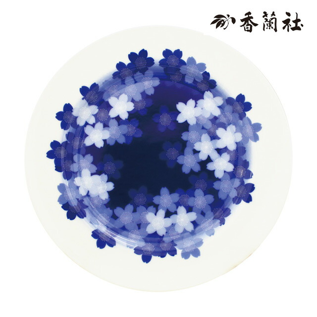 【尖んがり2倍】SAKURA・お皿 2800-JA10 香蘭社【食器 瀬戸もの 愛くるしげ レトロ 今めかしい 気が大きいお皿 桜 桜 さくら柄 花柄 白いこと 白磁 差し上げ物 儀式用】