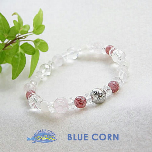 パワーストーン ブレスレット メンズ レディース 薔薇ローズクォーツ と ムーンストーンストロベリークォーツ & ギベオン隕石 ブレスレット 天然石 パワーストーンブレスレット｜パワーストーン天然石ブルーコーン