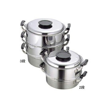 丸蒸器2段 プレス式 18-0（ステンレス） モモ 29cm 7,854円