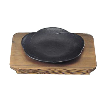 ステーキ皿 梅型 和風 鉄製 / 焼杉 SN 20cm
